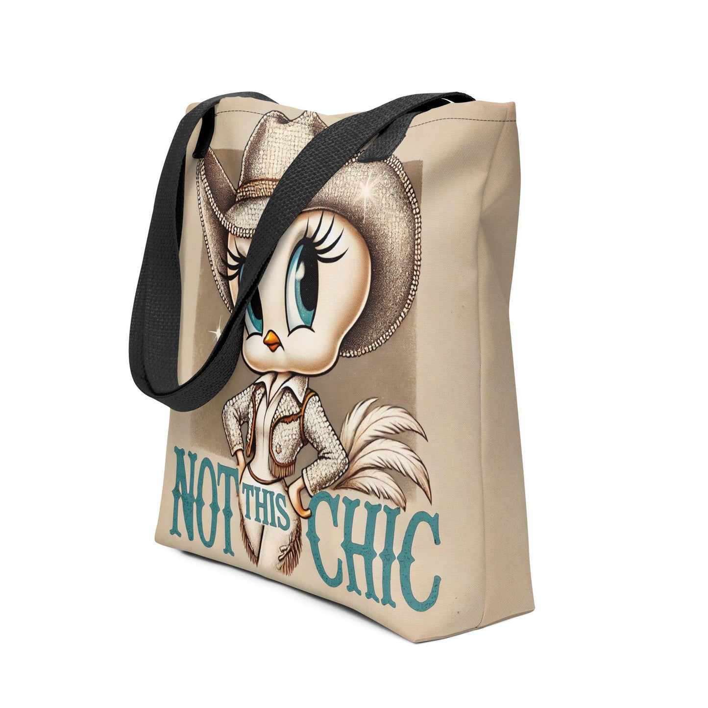 Personalizable Vintage Cowgirl Tweety Bird Inspired Character Tote bag | Great Unique Gift for Sassy Cowgirl and Tweety Bird Cartoon Lover