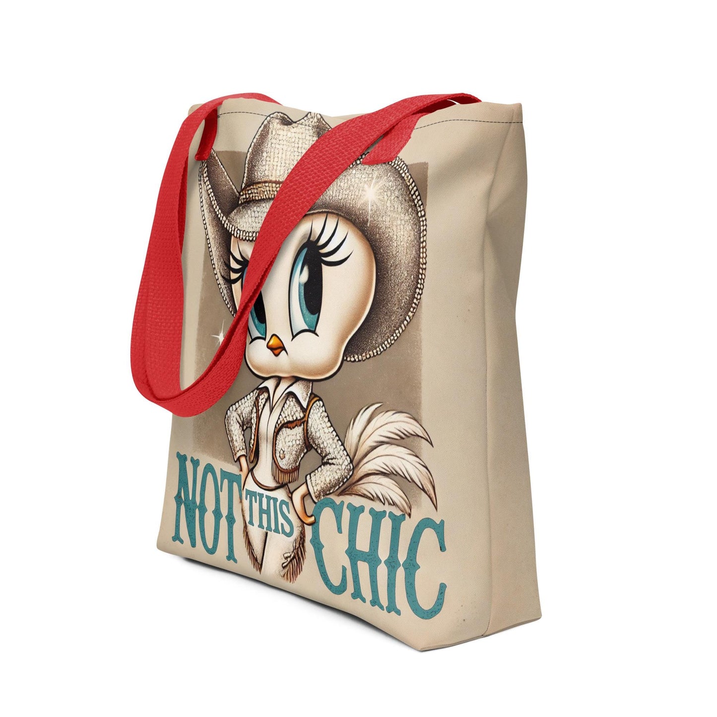 Personalizable Vintage Cowgirl Tweety Bird Inspired Character Tote bag | Great Unique Gift for Sassy Cowgirl and Tweety Bird Cartoon Lover