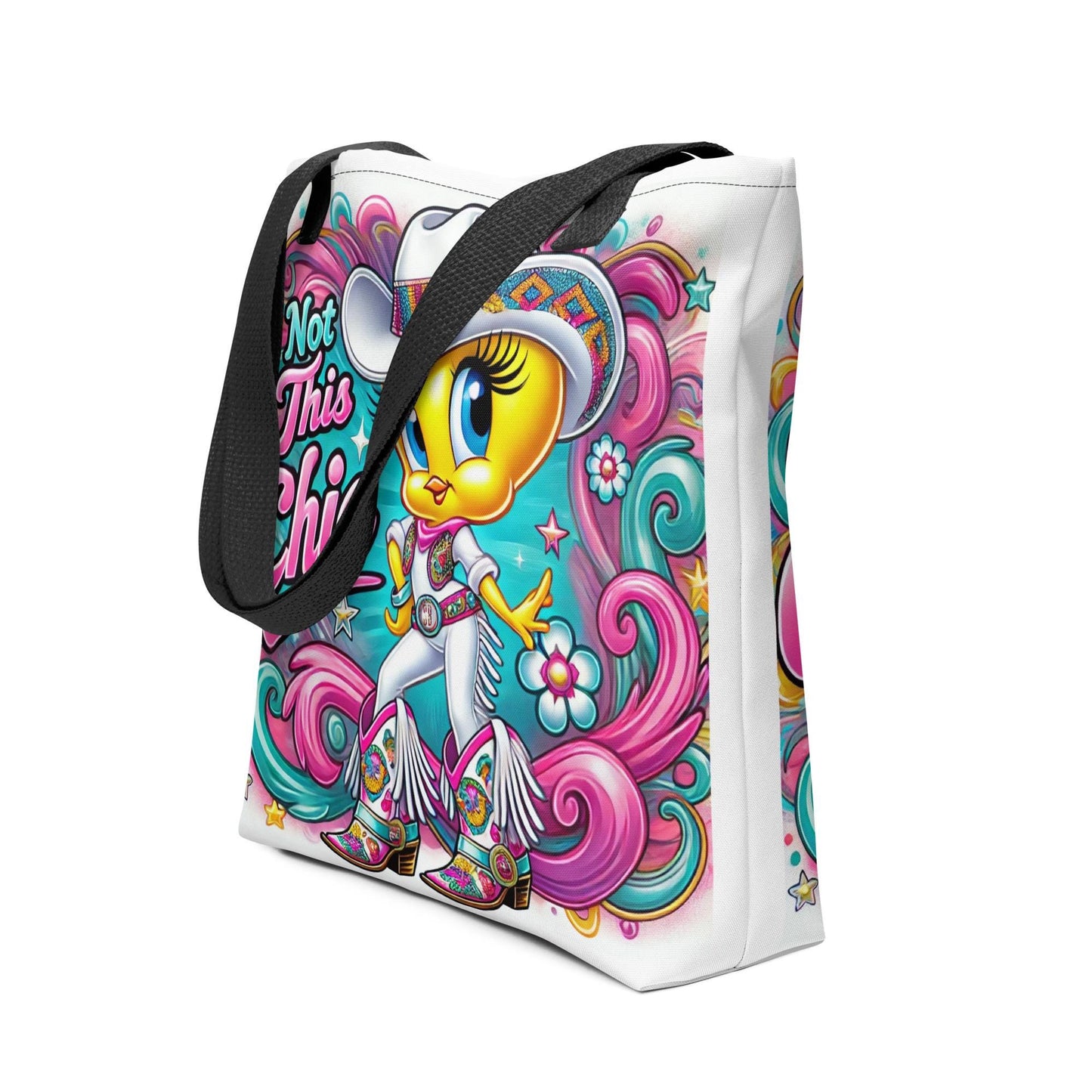 Colorful Cowgirl Tweety Bird Inspired Character Tote bag | Sassy Girl Tweety Inspired Character Tote Great Gift for Tweety Bird Lovers