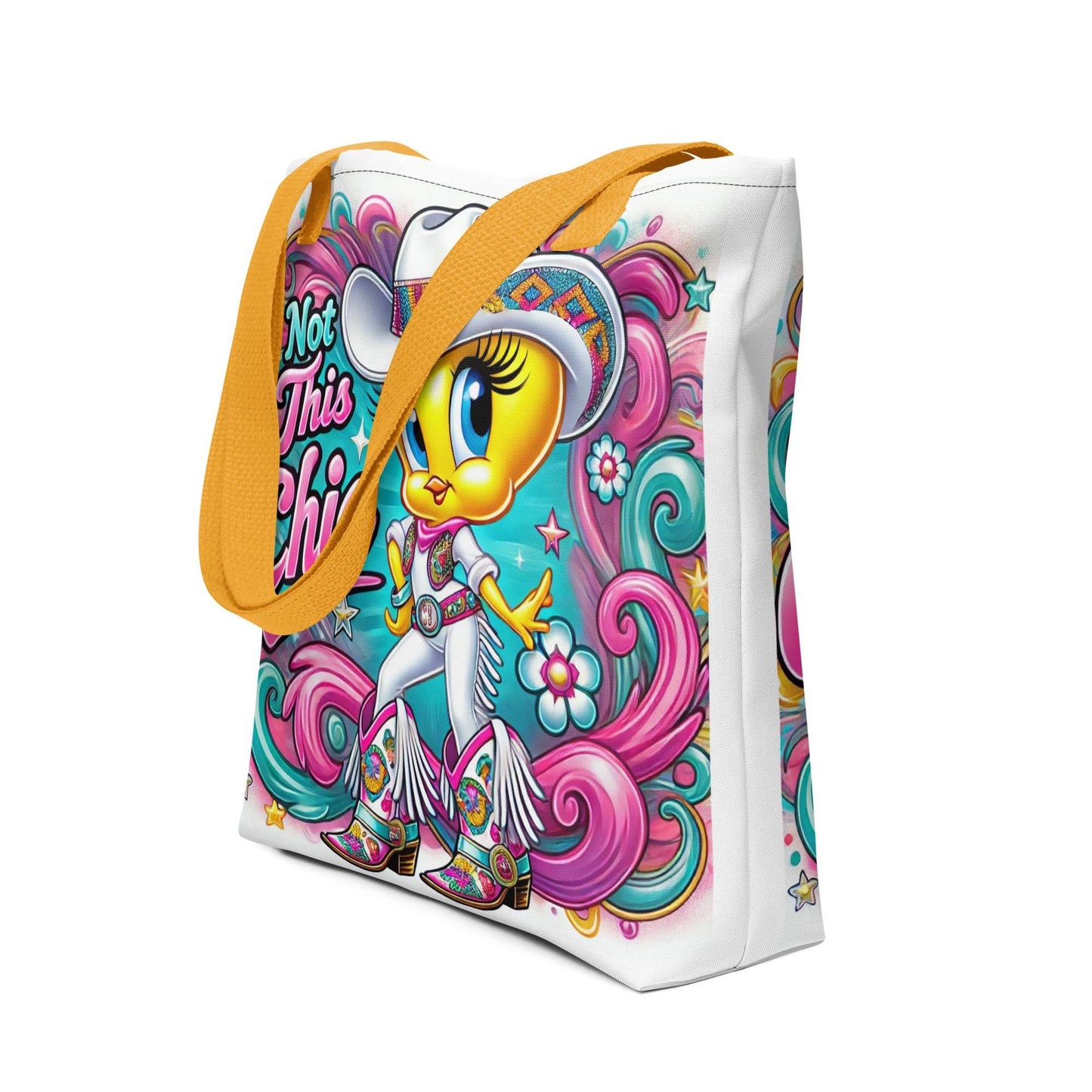Colorful Cowgirl Tweety Bird Inspired Character Tote bag | Sassy Girl Tweety Inspired Character Tote Great Gift for Tweety Bird Lovers