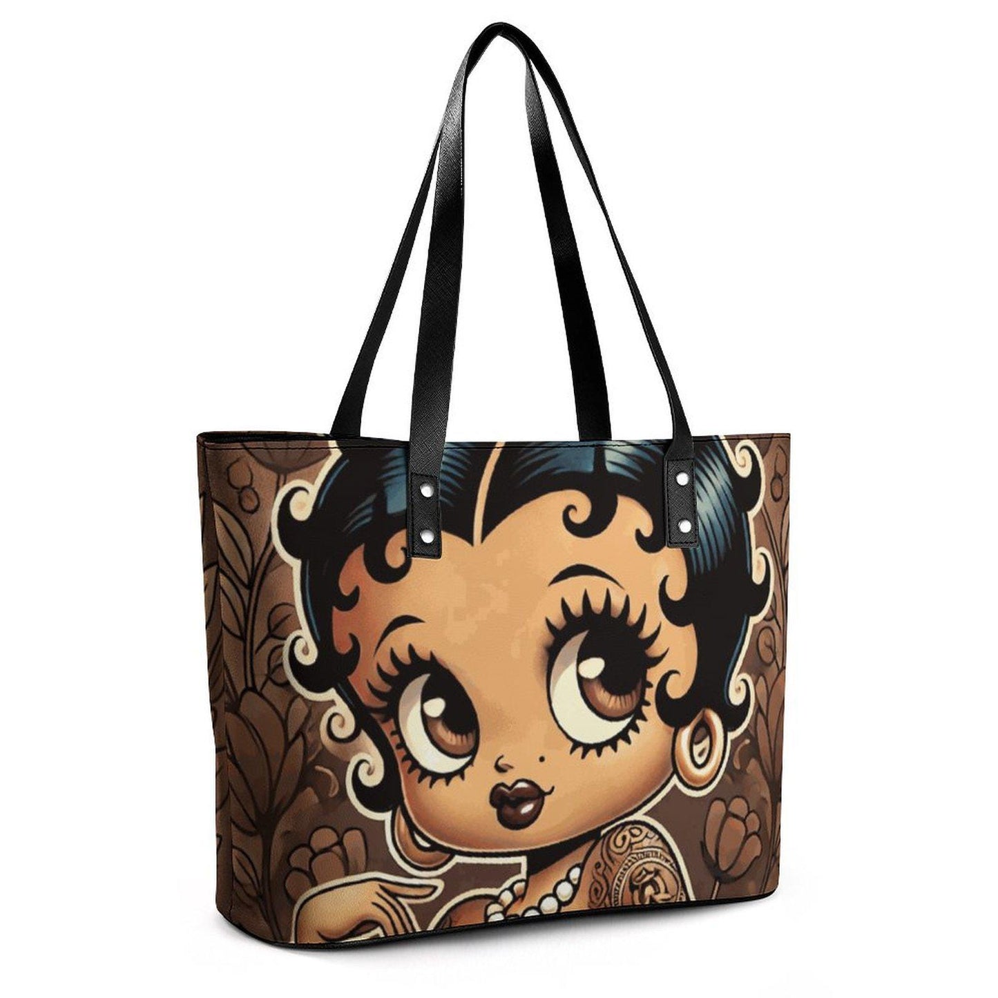 Vintage Earth Tone Black Betty Boop Character Tote Purse Bag | Black Betty Boop Bag | Black Betty Boop Gift | Black Betty Boop Trending Bag