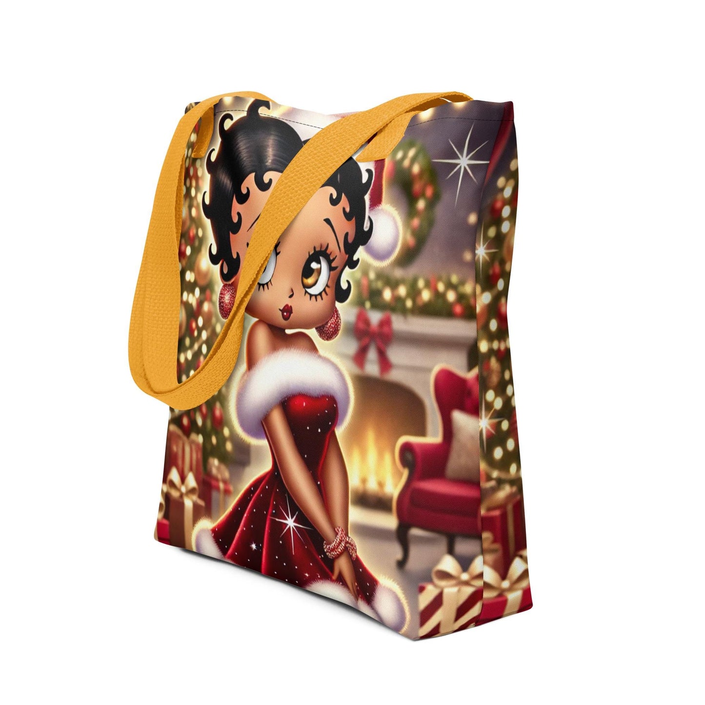 Mrs Claus Betty Boop Christmas Tote bag | Unique Black Boop Design as Mrs. Claus on Tote | Great Gift for Her | Unique Gift for Christmas