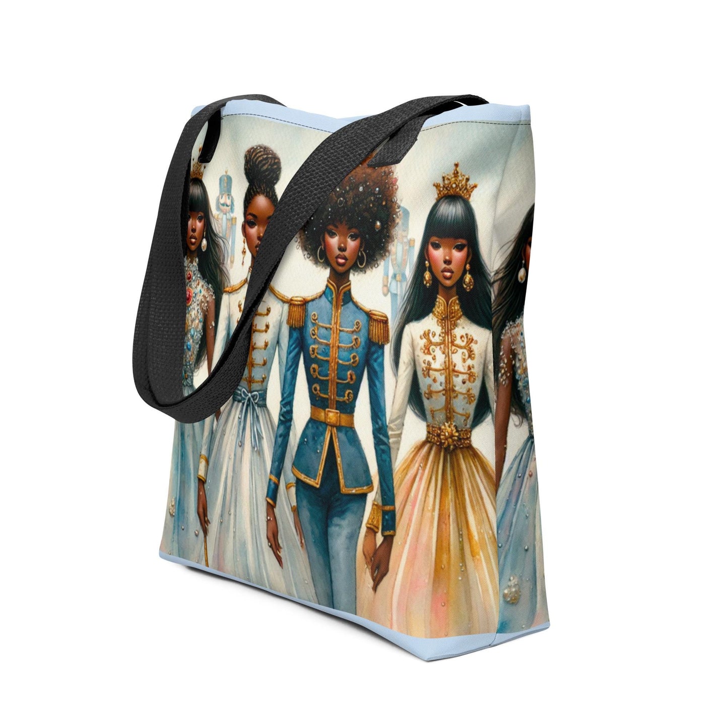 Black Female Nutcracker Tote bag | Unique Black Nutcracker Watercolor Art on Durable Tote | Unique Black Girl Ballerina Holiday Gift for Her