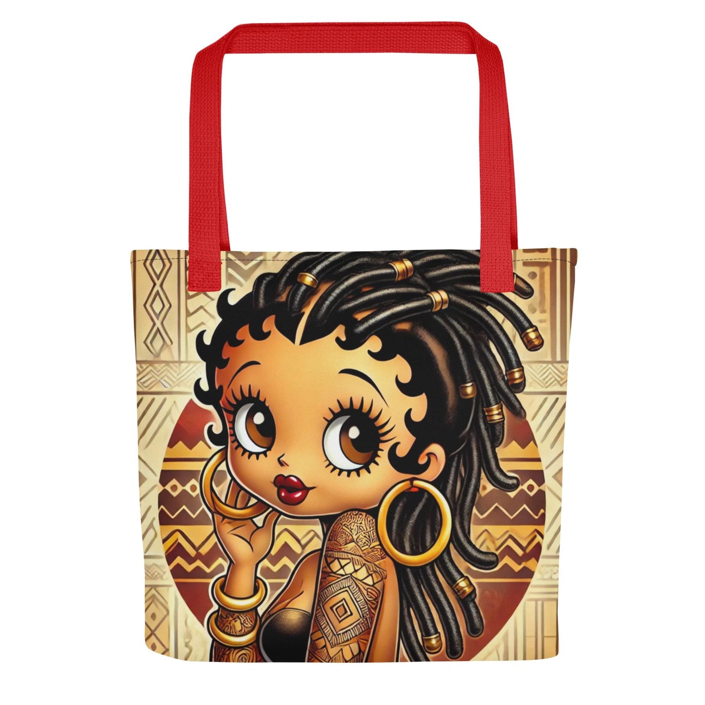Cute African American Black Boop Like Character with Locs Tote bag | Black Boop Gift with African Motif | Unique Trending Gift for Her