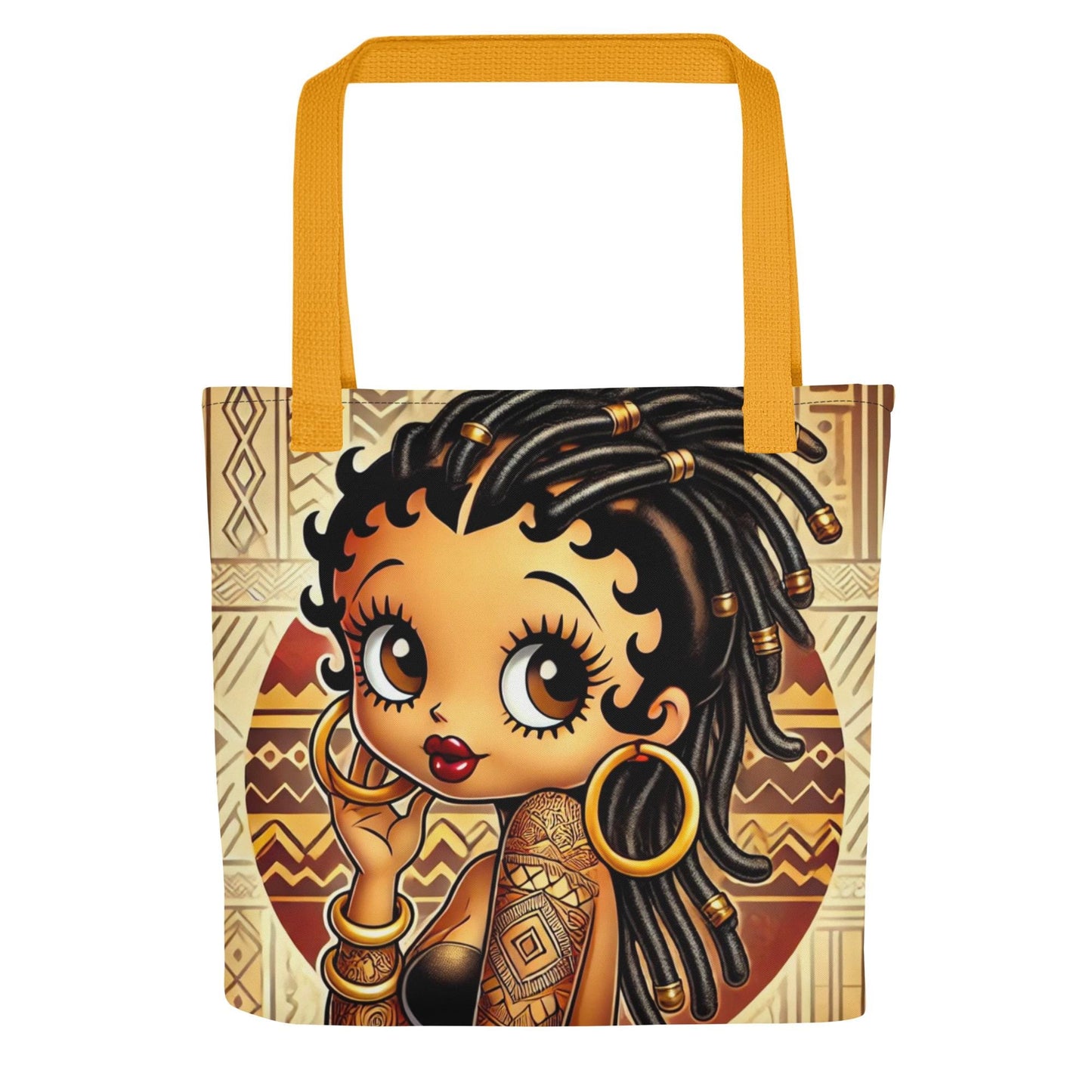Cute African American Black Boop Like Character with Locs Tote bag | Black Boop Gift with African Motif | Unique Trending Gift for Her