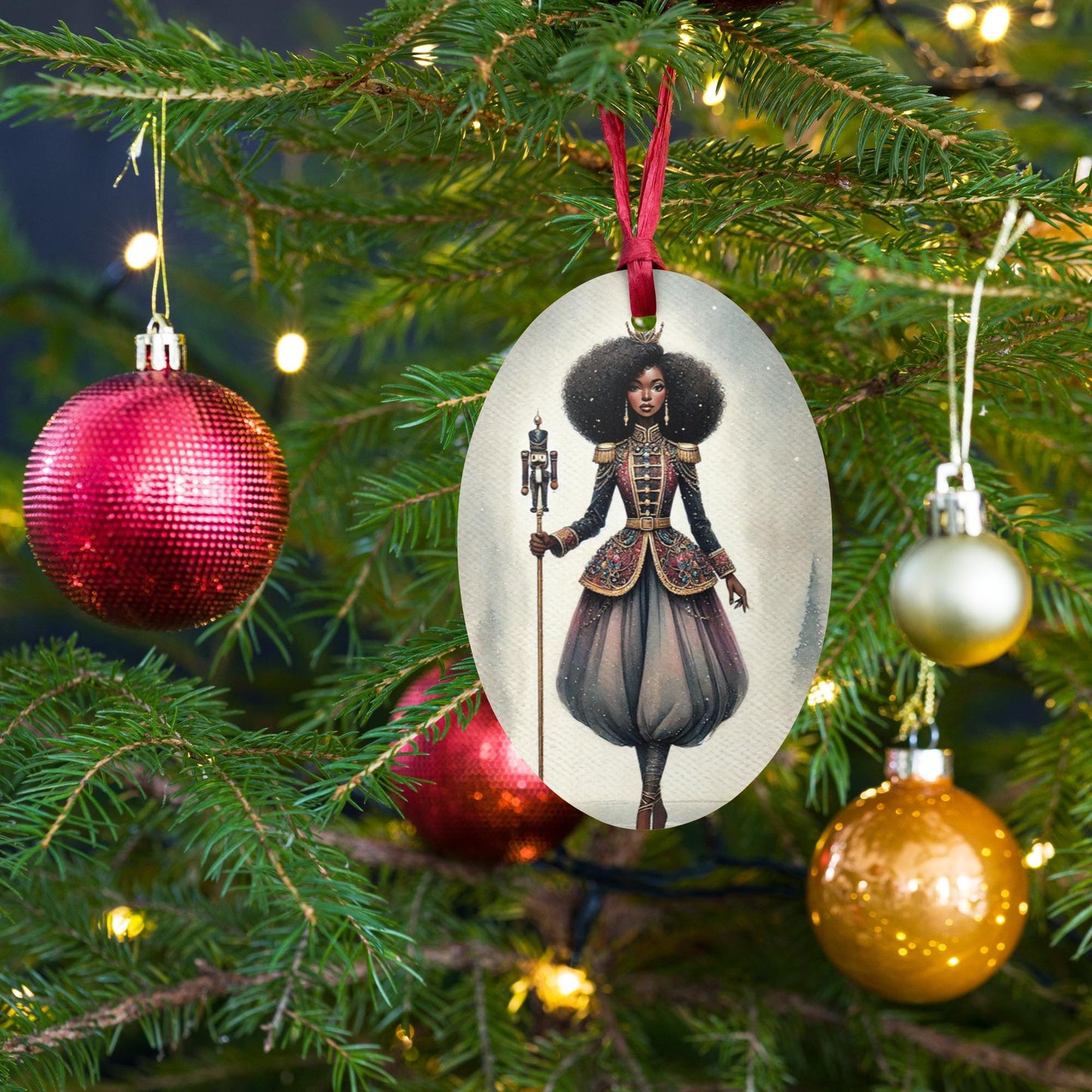 Black Girl Ballerina Nutcracker Wooden ornaments | Unique Female Nutcracker Christmas Design Ornament and Magnet | Black Woman Gift