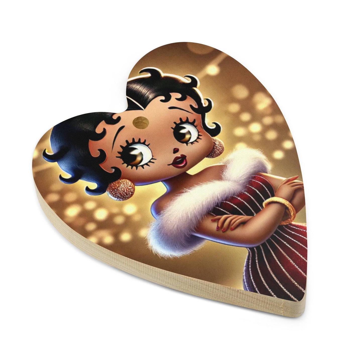 Betty Boop Christmas Ornament | Unique Black Betty Boop Design on Wooden Ornaments  | Unique Gift for Christmas