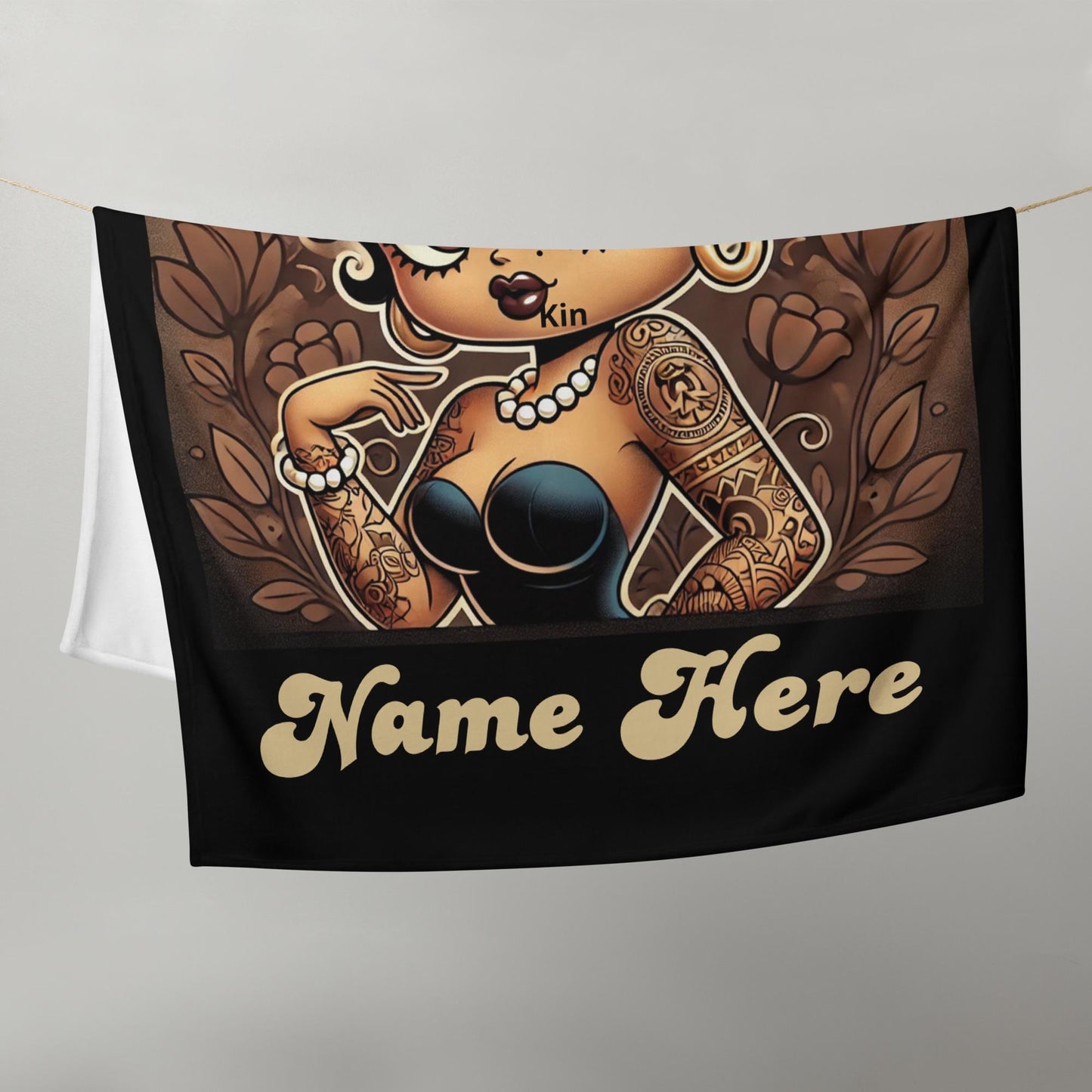 Vintage Earth Tone Black Betty Boop Image Throw Blanket | Unique Personalized Gift for Her | Black Betty Boop Trending Personalized Gifts
