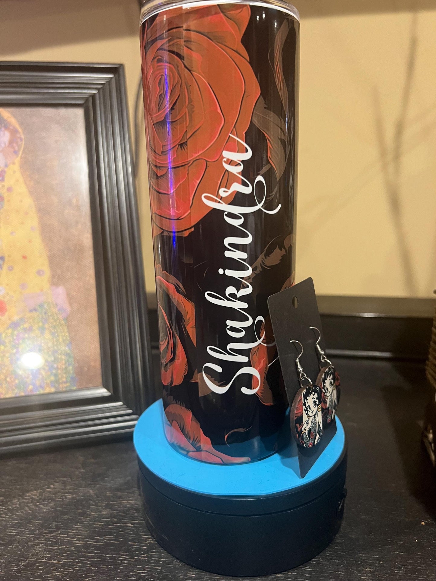 Personalized Betty Boop Unique Tumbler | 20oz Tumbler Gift | Vintage Themed Betty Boop Aesthetic Personalized Gift with Matching Earrings