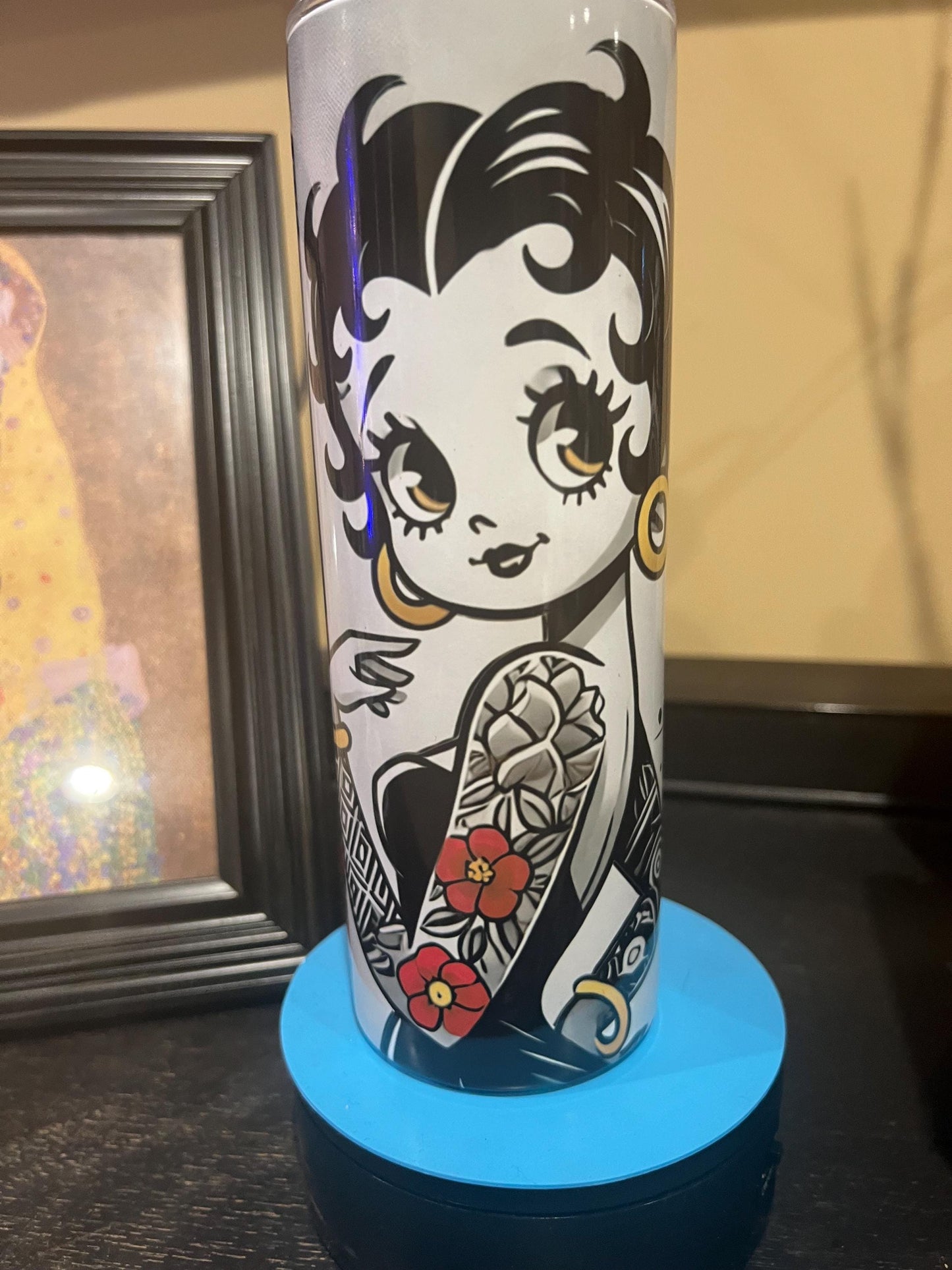 Personalized Betty Boop Unique Tumbler | 20oz Tumbler Gift | Vintage Themed Betty Boop Aesthetic Personalized Gift with Matching Earrings