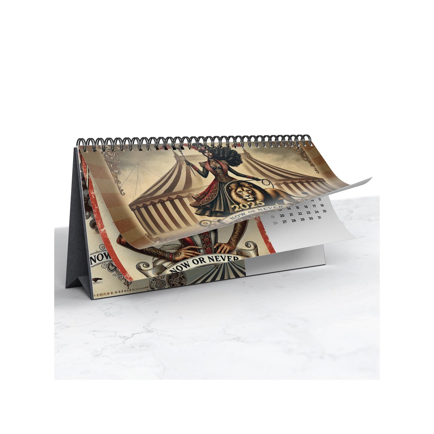 Vintage Circus Exotic Black Women Desktop Calendar (2025) | Retro Circus Desktop Calendar | Aesthetic Calendar Housewarming Gift for Her