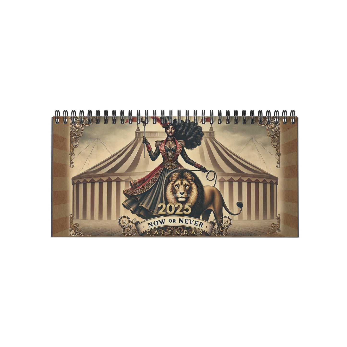 Vintage Circus Exotic Black Women Desktop Calendar (2025) | Retro Circus Desktop Calendar | Aesthetic Calendar Housewarming Gift for Her