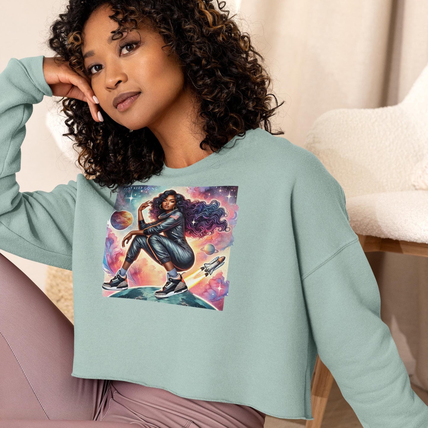 Black Girl in Space Crop Sweatshirt