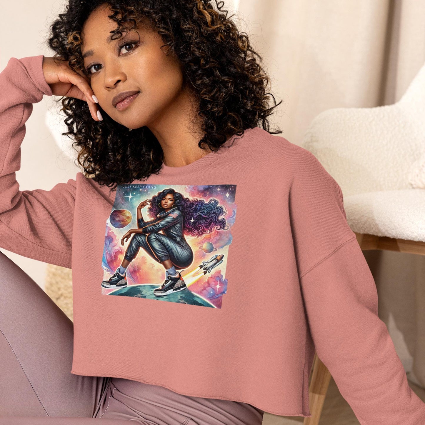 Black Girl in Space Crop Sweatshirt