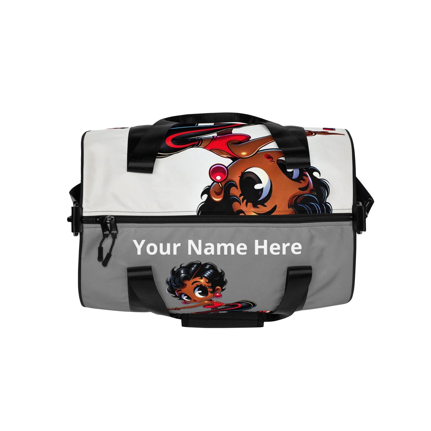 Black Gym Character All-over print gym bag  | Cute Melanin Queen Personalized Gym Bag Gift | Gym Sport Bag for your 2025 goals