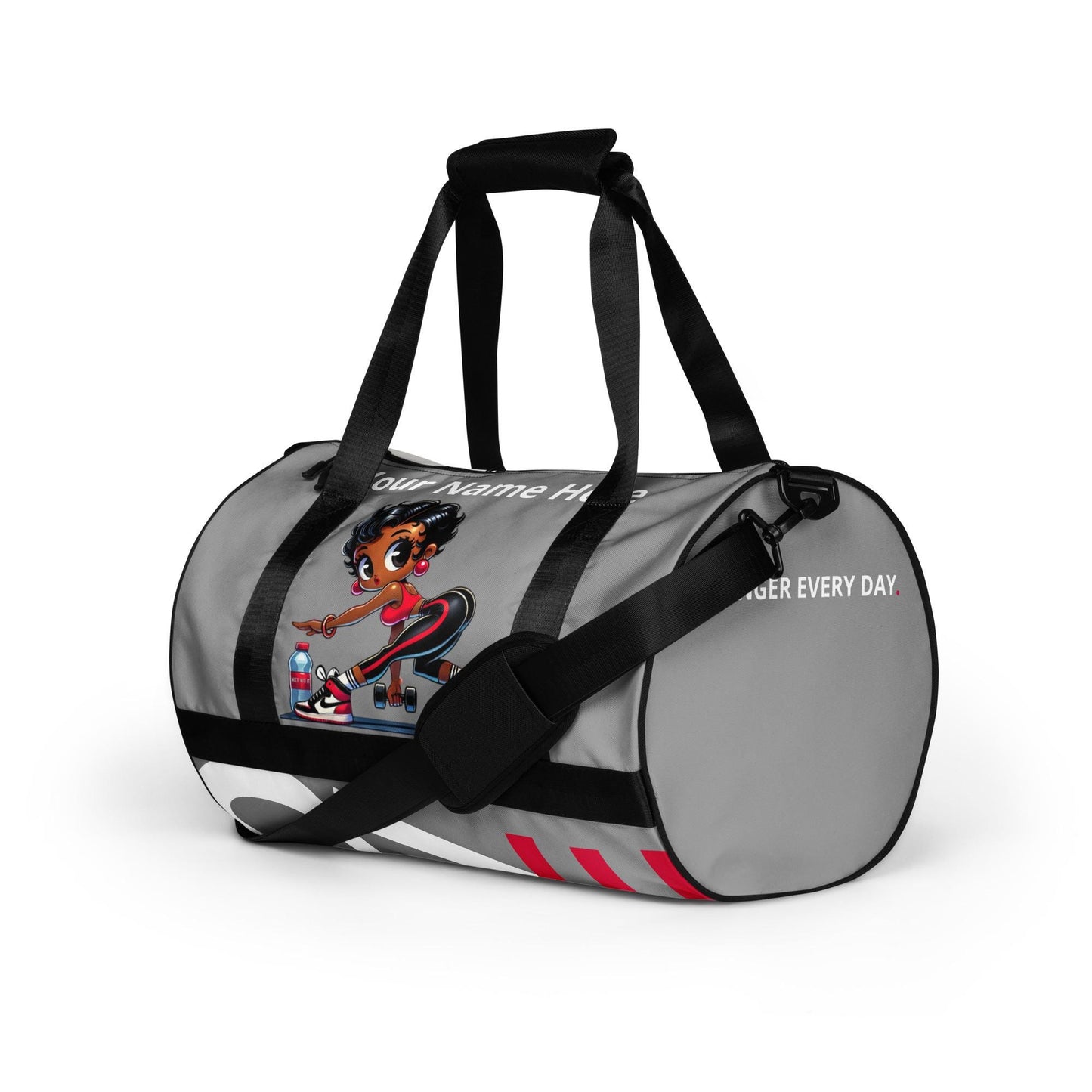 Black Gym Character All-over print gym bag  | Cute Melanin Queen Personalized Gym Bag Gift | Gym Sport Bag for your 2025 goals