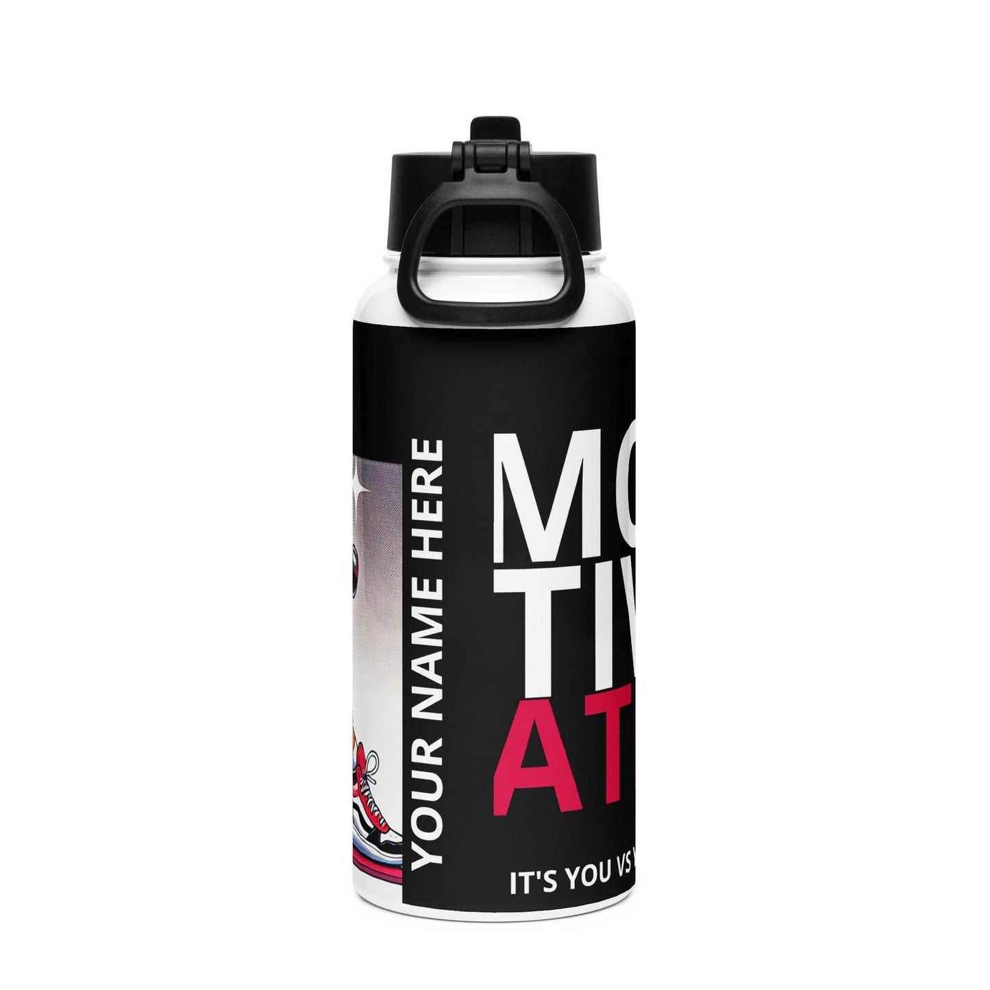 Black Boop Character Stainless Steel Water Bottle with a Straw Lid | Cute Personalized Water Bottle 2025 Goals | HANDWASH ONLY