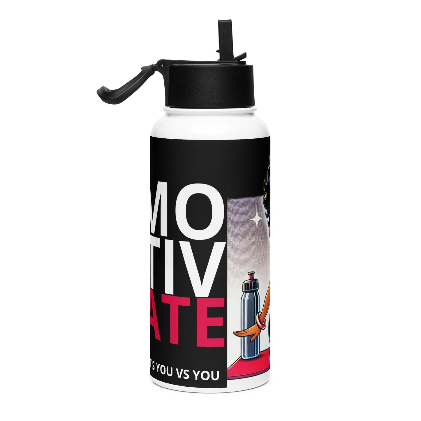 Black Boop Character Stainless Steel Water Bottle with a Straw Lid | Cute Personalized Water Bottle 2025 Goals | HANDWASH ONLY