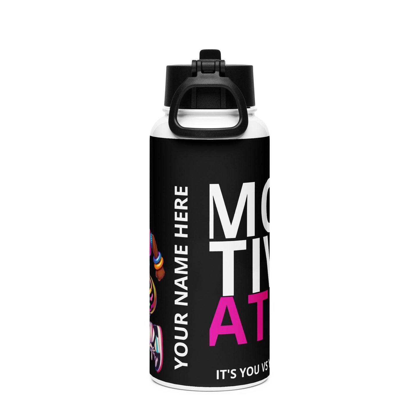 Black Boop Stainless Steel Water Bottle with a Straw Lid| 80's Baby Themed Personalized Water Bottle Gift 2025 goals | HANDWASH ONLY