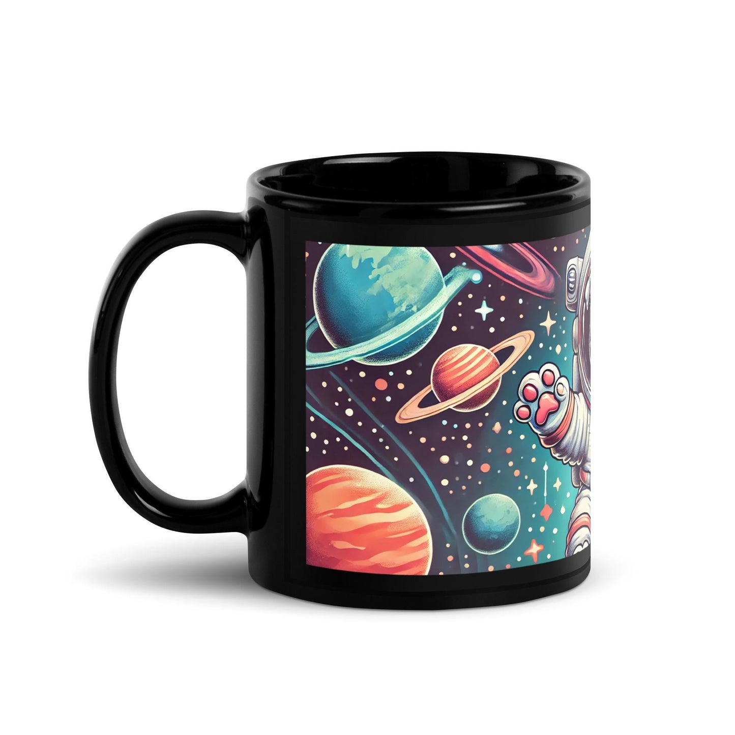 Space Dog Black Glossy Mug | Pit Bull lovers coffee or Tea mug | Great gift for Dog Moms or Dads | Dog Astronaut Mug as a Gift HANDWASH ONLY