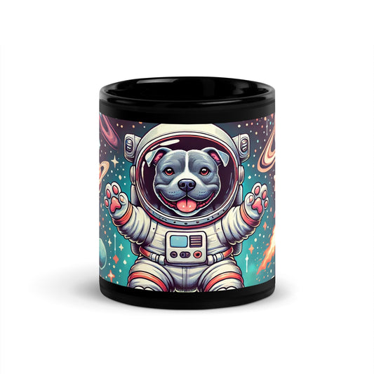 Space Dog Black Glossy Mug | Pit Bull lovers coffee or Tea mug | Great gift for Dog Moms or Dads | Dog Astronaut Mug as a Gift HANDWASH ONLY
