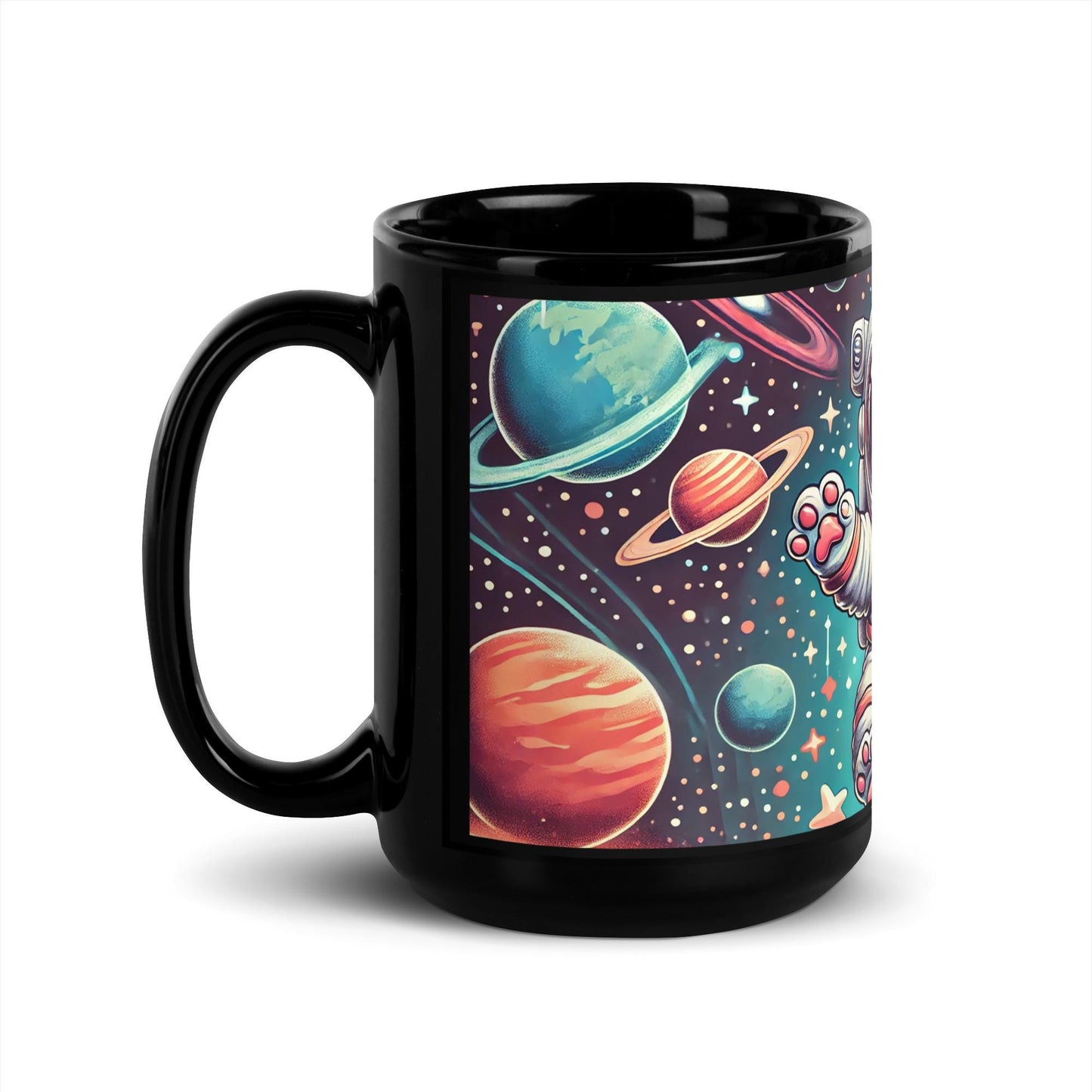 Space Dog Black Glossy Mug | Pit Bull lovers coffee or Tea mug | Great gift for Dog Moms or Dads | Dog Astronaut Mug as a Gift HANDWASH ONLY