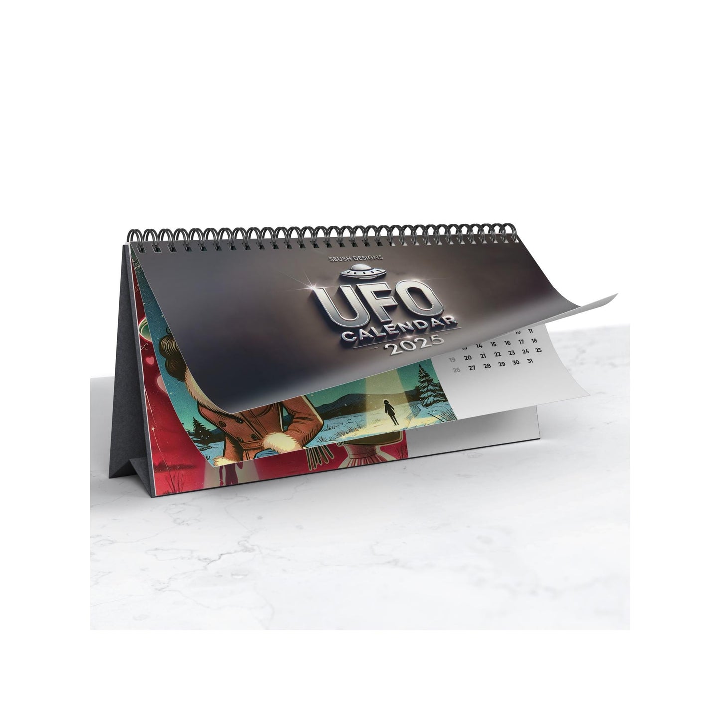 UFO Desktop Calendar (2025) | Vintage Black Women and UFO Scenes | African American SciFi Lover Gift | Black Girl Aesthetic Desktop Calendar