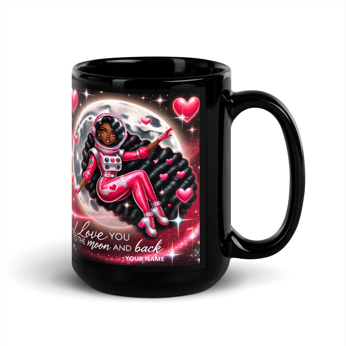 Queen Black Glossy Mug Galentine Gift | Personalized mug