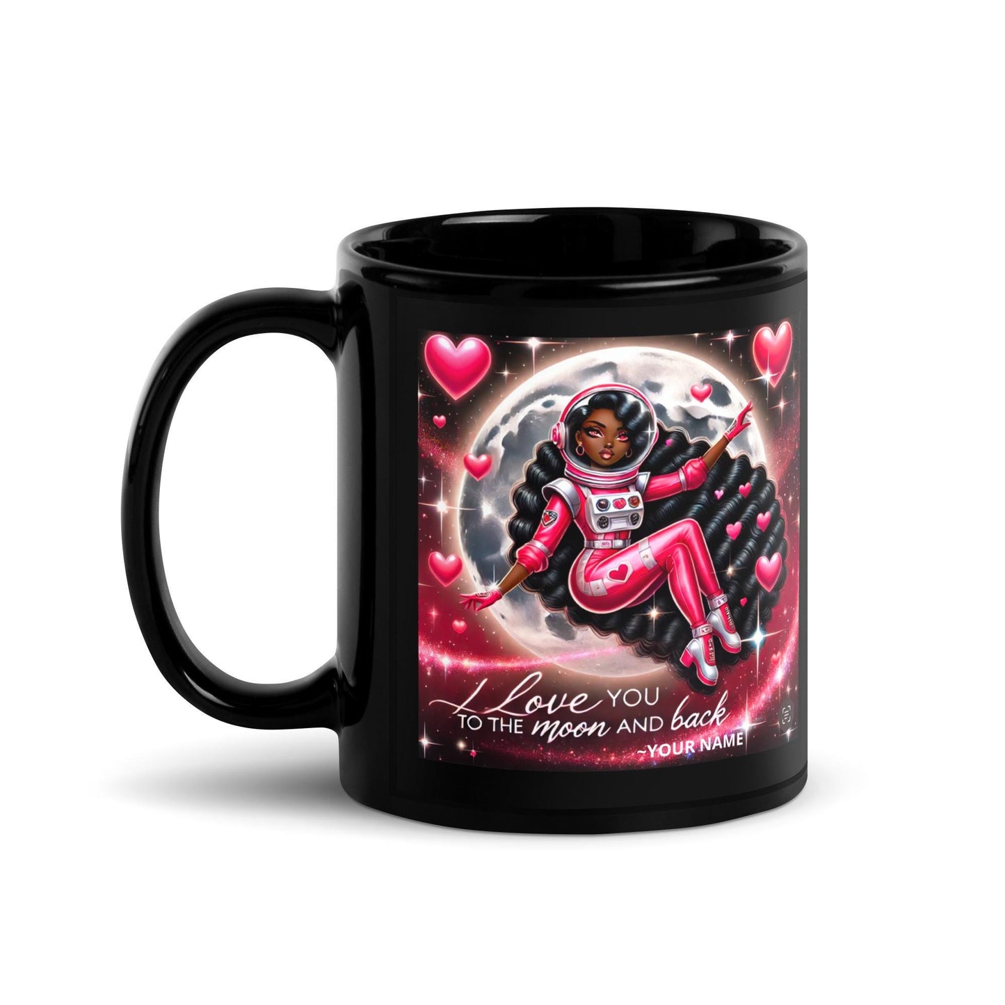 Queen Black Glossy Mug Galentine Gift | Personalized mug