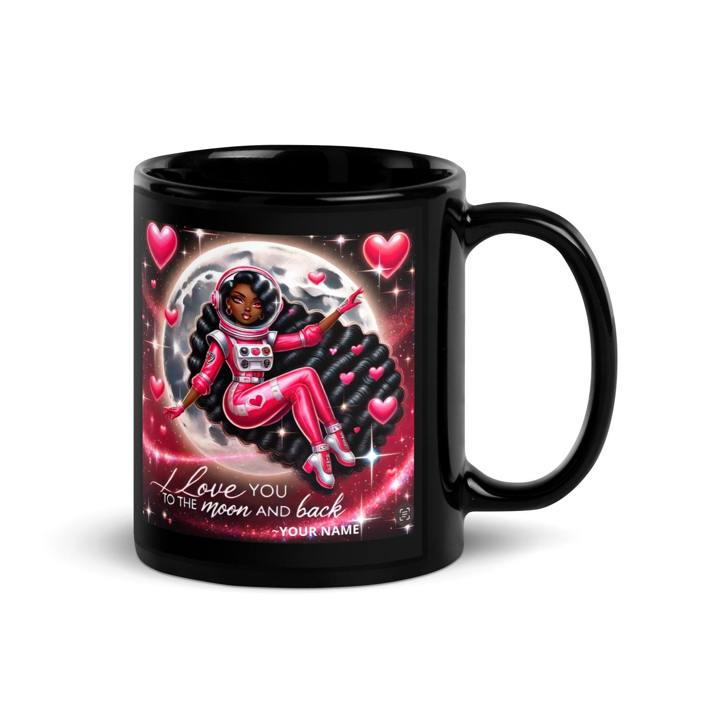 Queen Black Glossy Mug Galentine Gift | Personalized mug