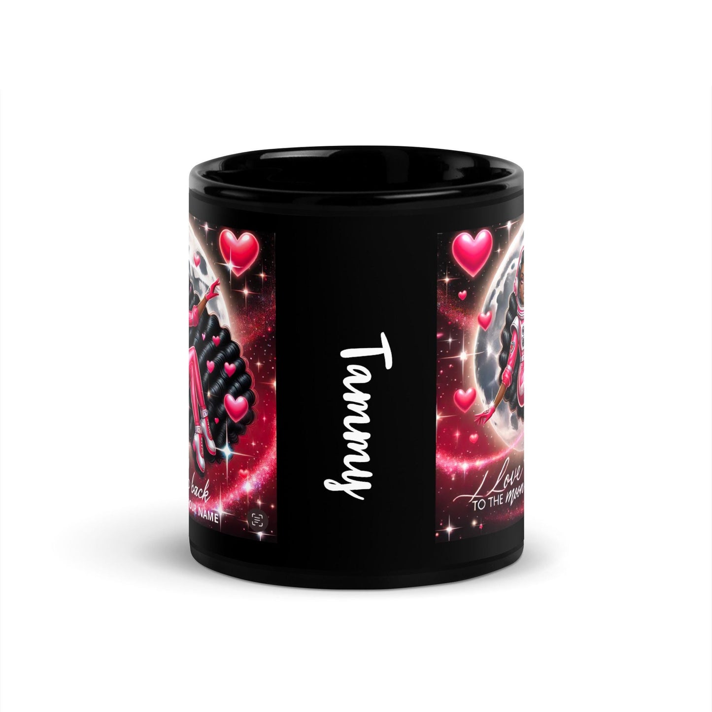 Queen Black Glossy Mug Galentine Gift | Personalized mug
