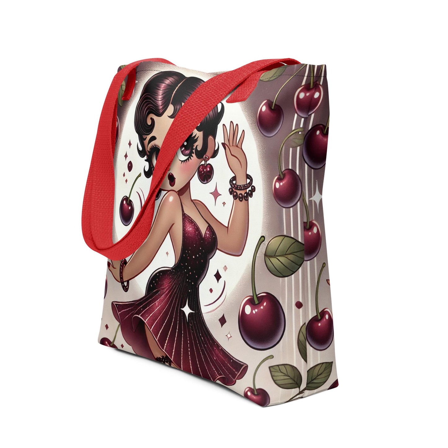 Salsa Princess Cherry Themed Brown Betty Boop Tote bag | Brown Girl Magic | Beautiful Brown Betty Boop Bag for Cherry and Betty Boop Lovers