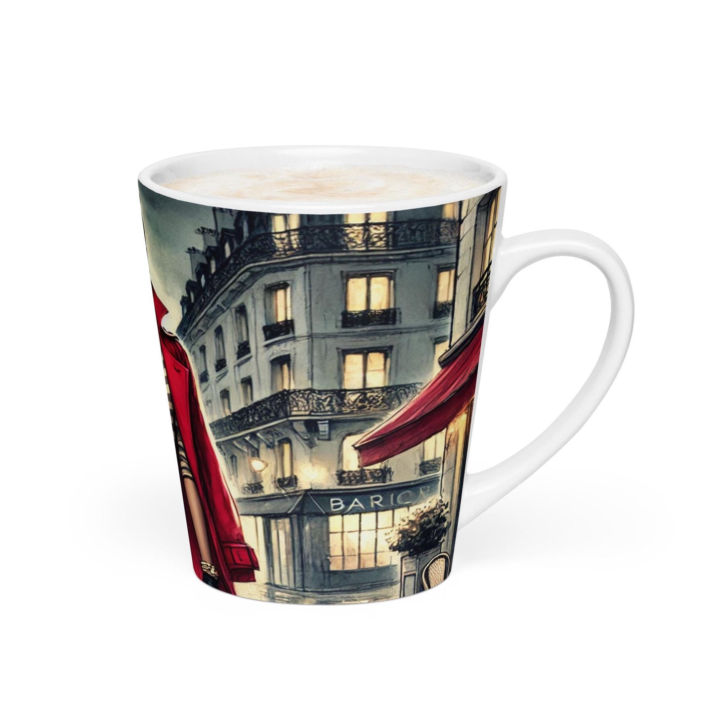 Chic Parisian Night Latte Mug, Stylish Mug for Fashion Lovers, Gift for Coffee Lovers, Vintage Fashion Mug featuring African American Woman