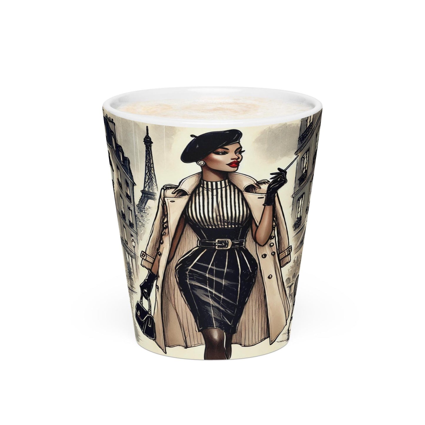Chic Parisian Latte Mug,  Luxurious Designed Mug for Latte Lovers, Gift for Coffee Lovers , Vintage Latte Mug, Latte Mug