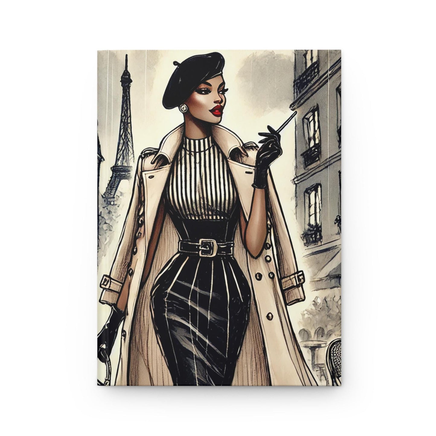 Chic Parisian Hardcover Journal, Stylish Writing Notebook for Fashion Lovers, Gift for Writers, Vintage Art Journal, Travel Diary