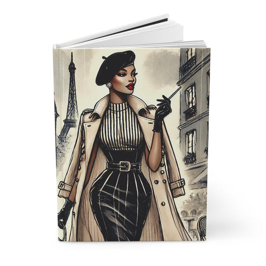 Chic Parisian Hardcover Journal, Stylish Writing Notebook for Fashion Lovers, Gift for Writers, Vintage Art Journal, Travel Diary