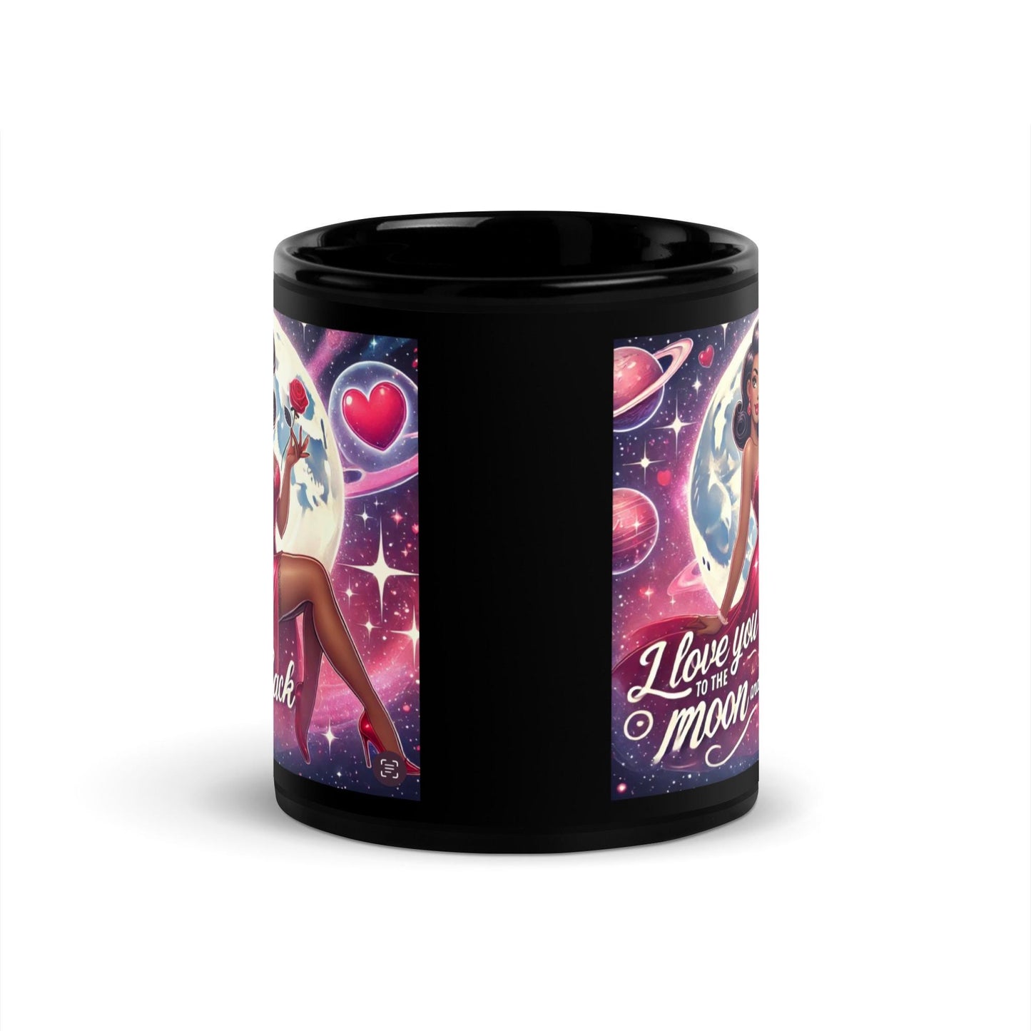 Love you to the moon and back Black Glossy Mug