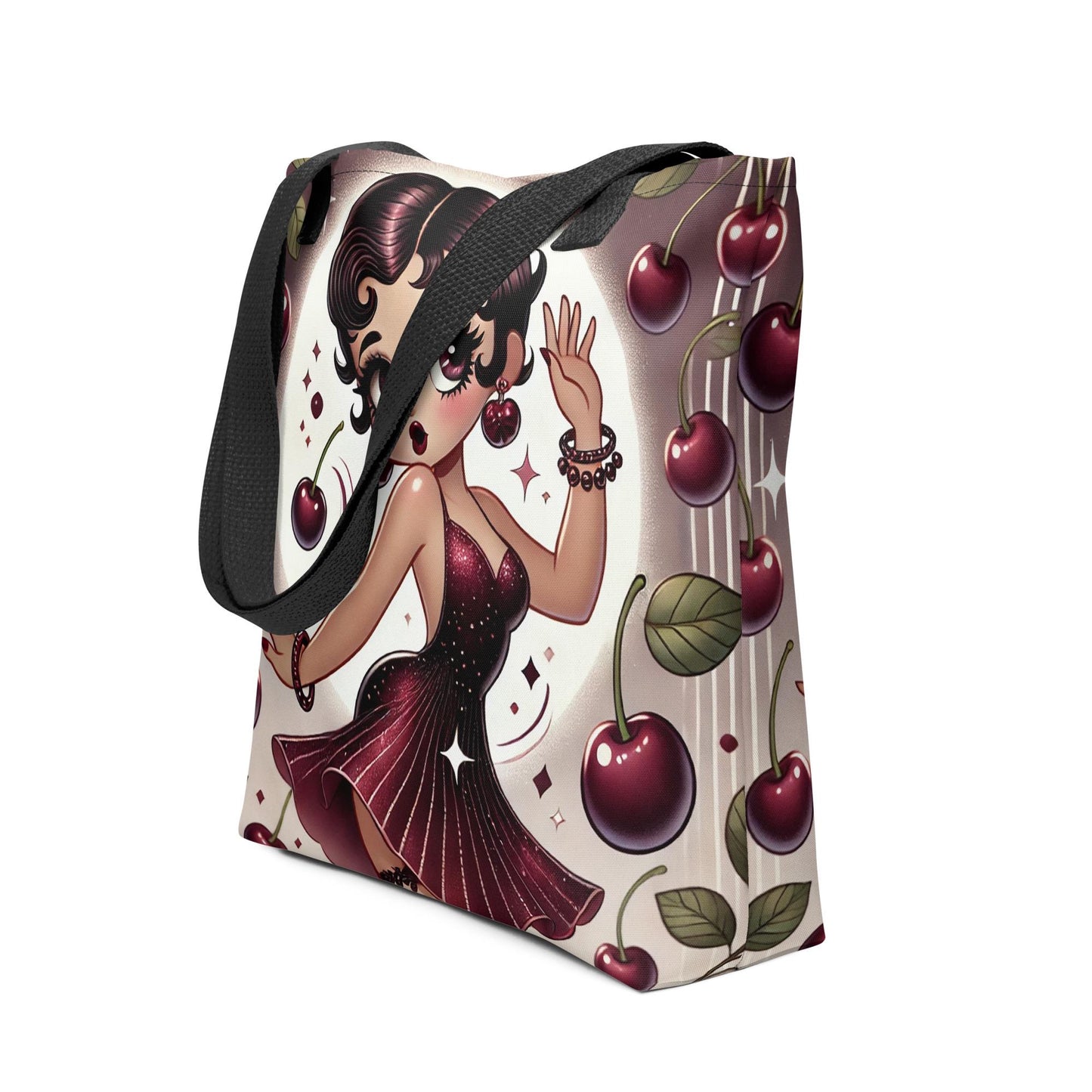 Salsa Princess Cherry Themed Brown Betty Boop Tote bag | Brown Girl Magic | Beautiful Brown Betty Boop Bag for Cherry and Betty Boop Lovers