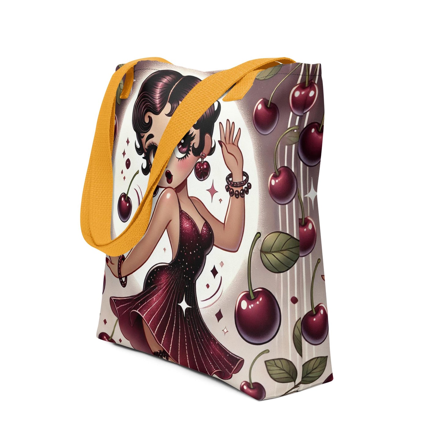 Salsa Princess Cherry Themed Brown Betty Boop Tote bag | Brown Girl Magic | Beautiful Brown Betty Boop Bag for Cherry and Betty Boop Lovers