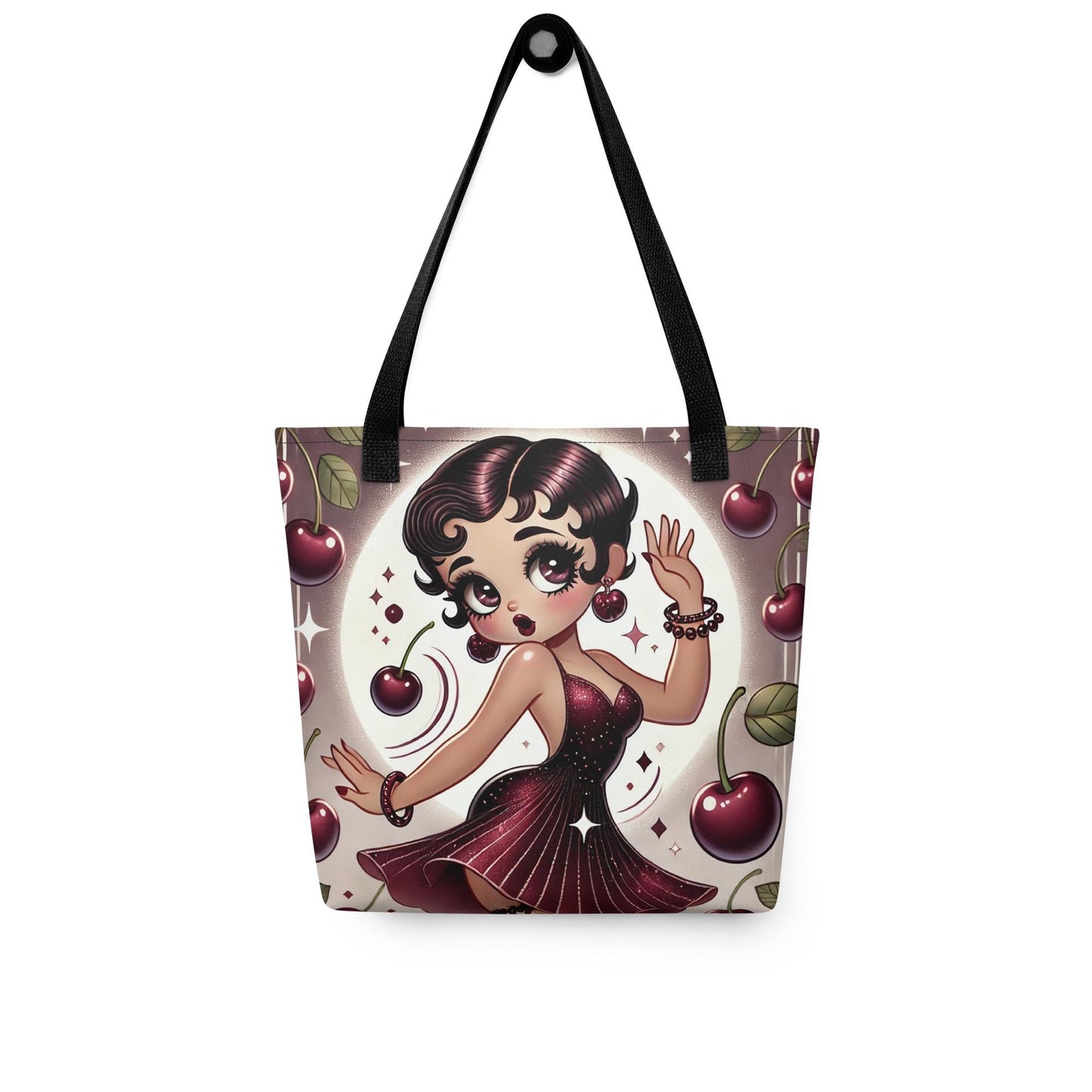 Salsa Princess Cherry Themed Brown Betty Boop Tote bag | Brown Girl Magic | Beautiful Brown Betty Boop Bag for Cherry and Betty Boop Lovers