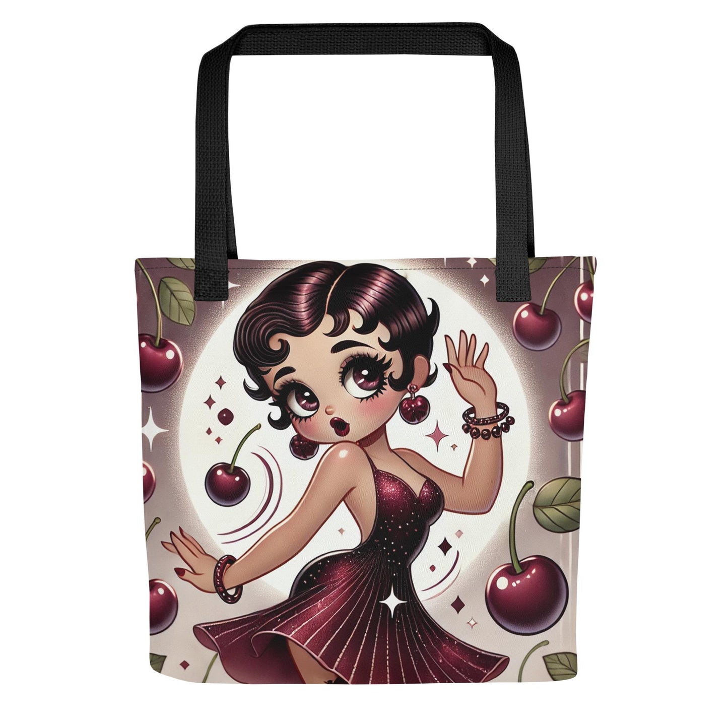 Salsa Princess Cherry Themed Brown Betty Boop Tote bag | Brown Girl Magic | Beautiful Brown Betty Boop Bag for Cherry and Betty Boop Lovers