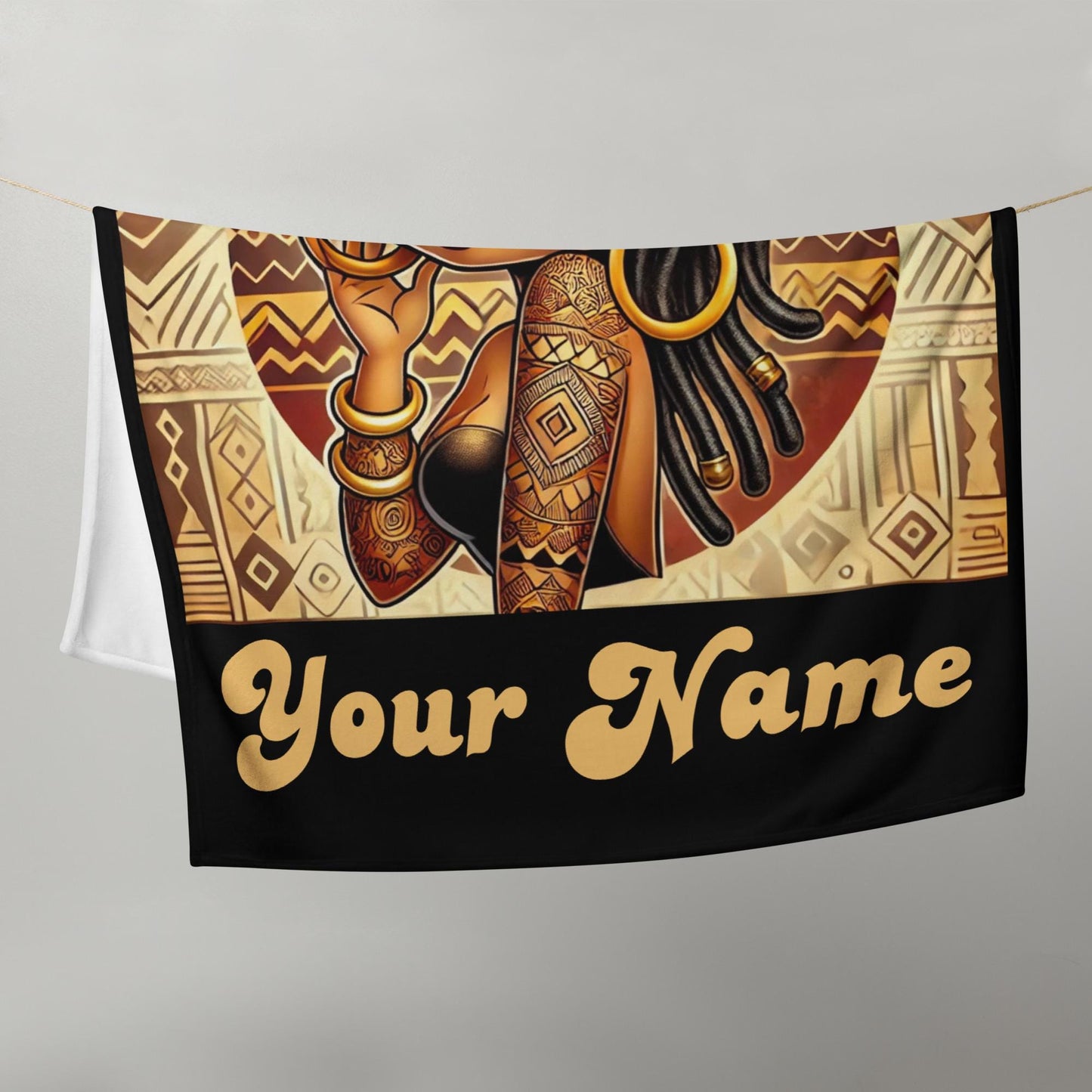 Personalized African American Black Boop Like Character with Locs Throw Blanket | Black Boop Personalized Gift | Unique Trending Gift