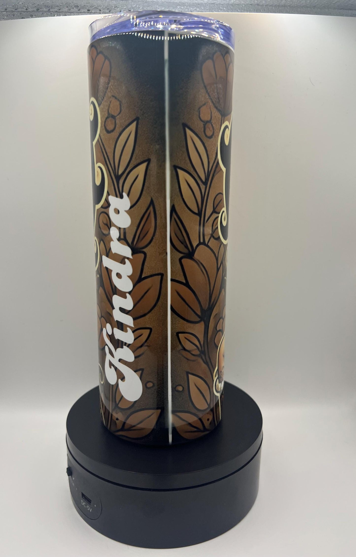 Vintage Earth Tone Black Betty Boop Personalized 20 oz Tumbler | Black Betty Boop Skinny Tumbler | Black Betty Boop Drinkware Gift for Her