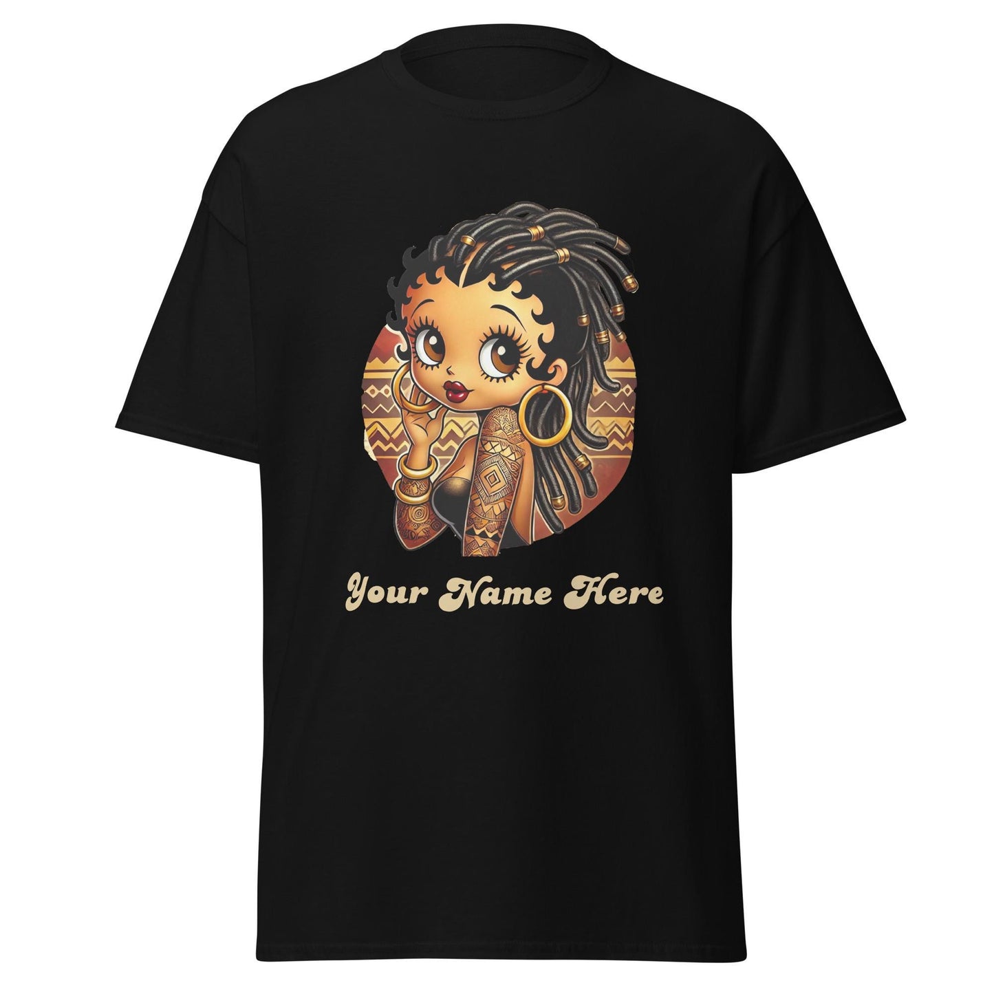 Personalized African American Black Boop Like Character with Locs T-Shirt | Black Boop Personalized Gift | Unique Trending Gift