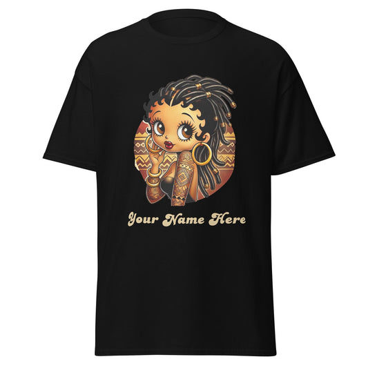 Personalized African American Black Boop Like Character with Locs T-Shirt | Black Boop Personalized Gift | Unique Trending Gift