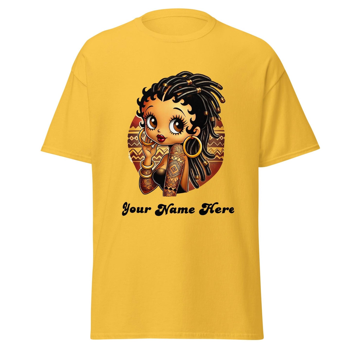 Personalized African American Black Boop Like Character with Locs T-Shirt | Black Boop Personalized Gift | Unique Trending Gift