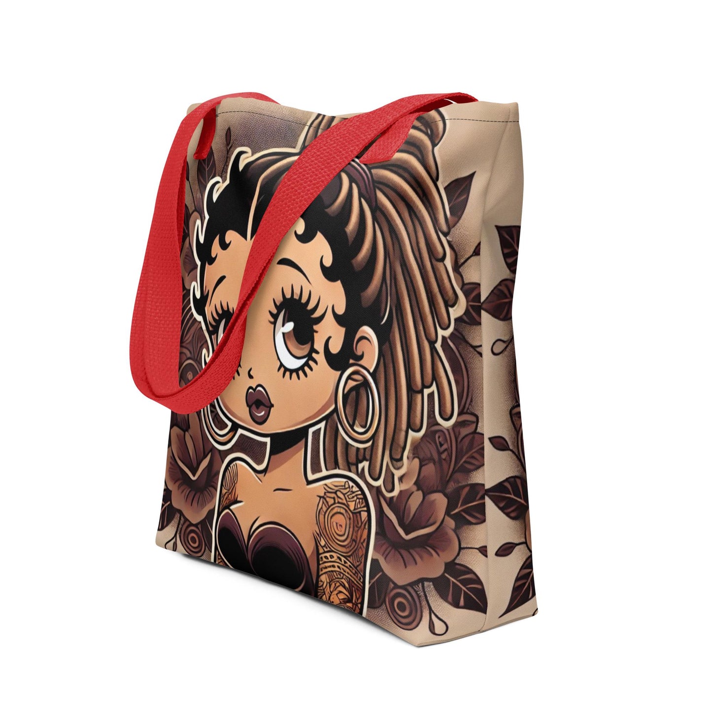 Modern Black Boop with Locs Tote bag | Vintage Brown Aesthetic Tote Bag for Boop Lovers | Black Girl with Locs Gift for Her