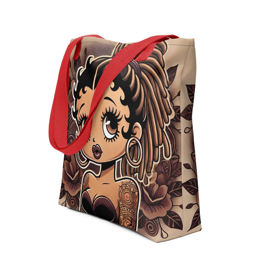 Modern Black Boop with Locs Tote bag | Vintage Brown Aesthetic Tote Bag for Boop Lovers | Black Girl with Locs Gift for Her