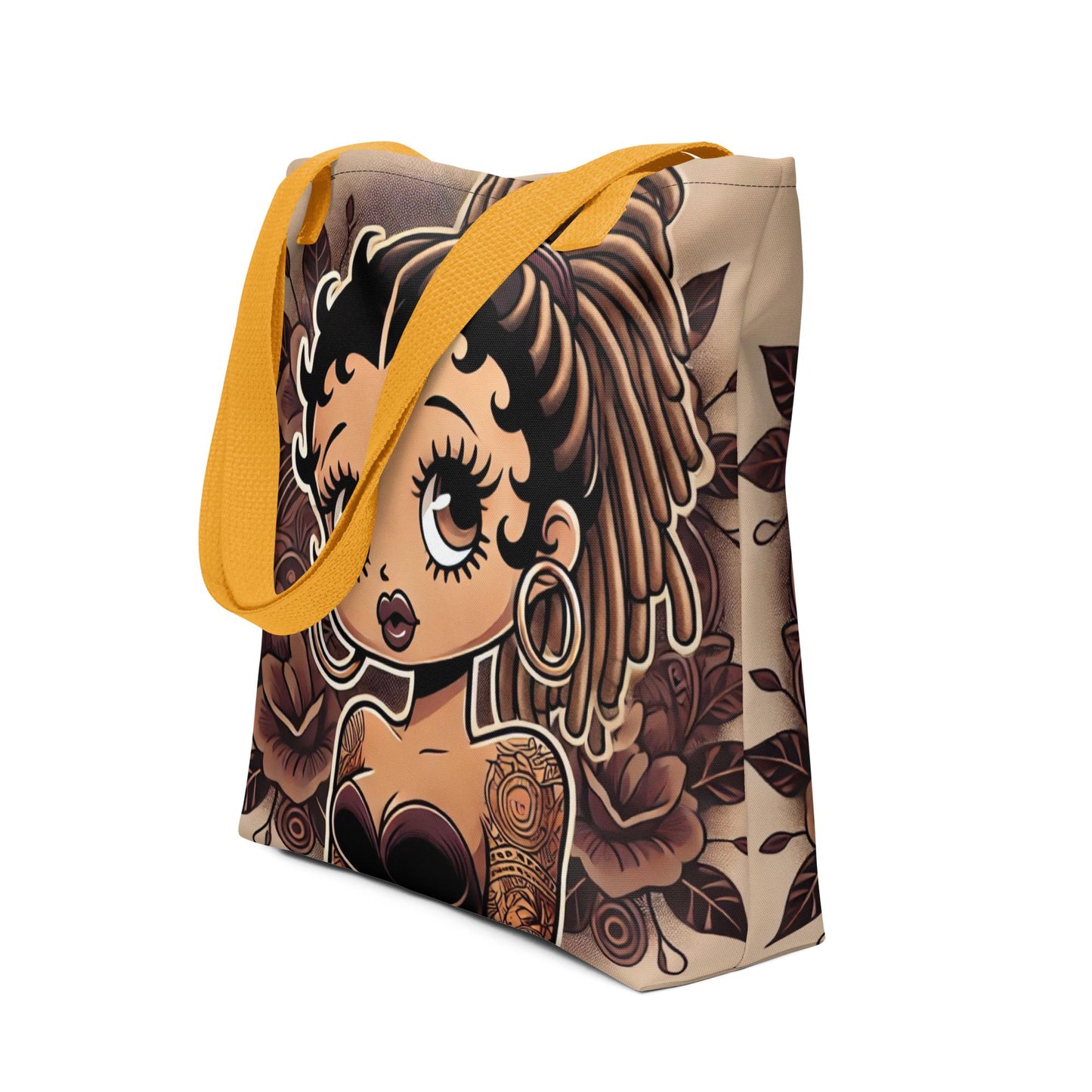 Modern Black Boop with Locs Tote bag | Vintage Brown Aesthetic Tote Bag for Boop Lovers | Black Girl with Locs Gift for Her