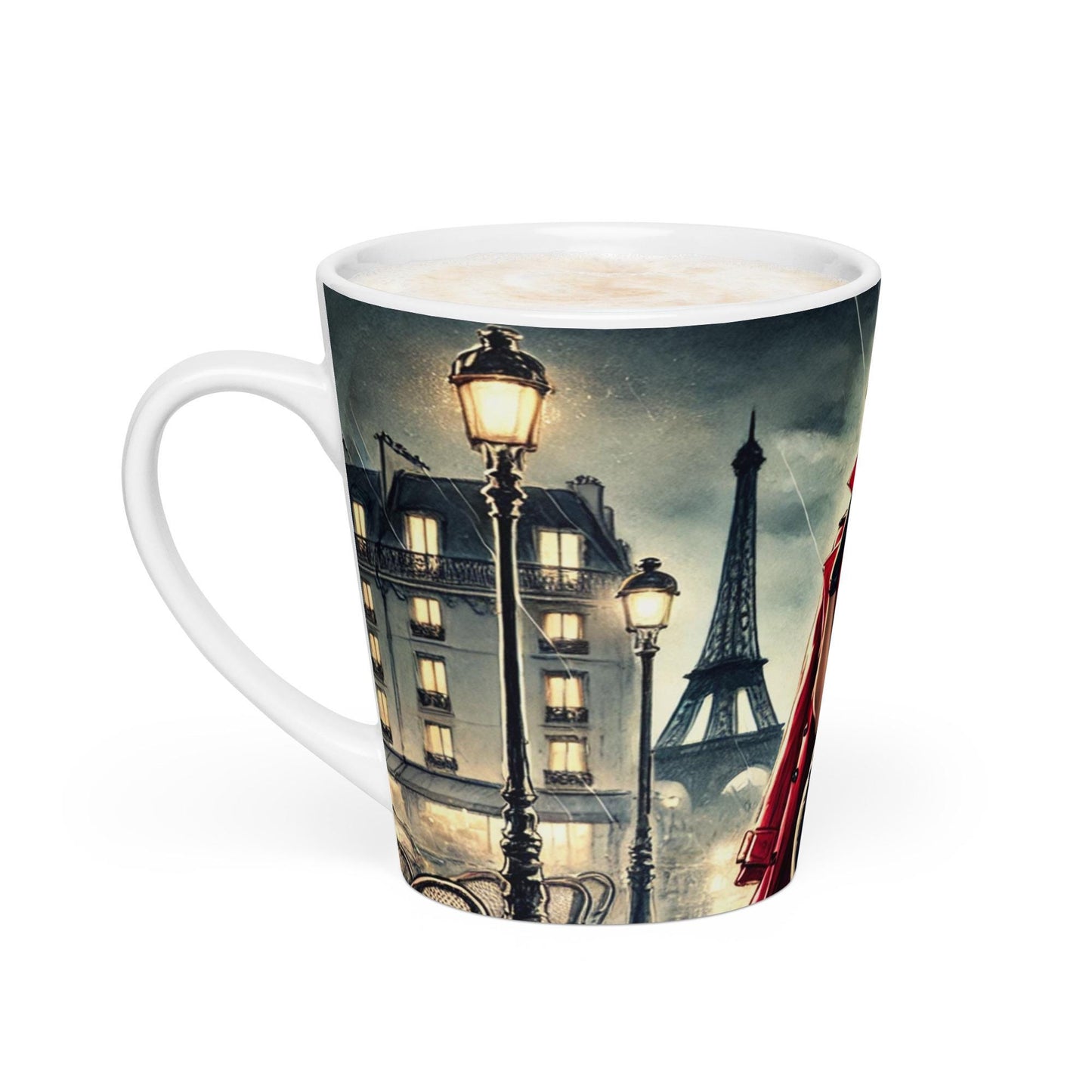 Chic Parisian Night Latte Mug, Stylish Mug for Fashion Lovers, Gift for Coffee Lovers, Vintage Fashion Mug featuring African American Woman